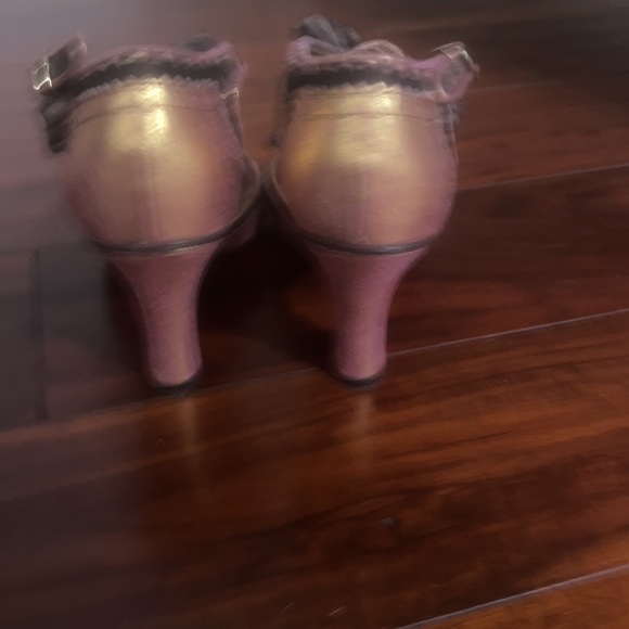 Mary Jane Heels Open toe rose gold/Copper Metallic with bow - Picture 4 of 8